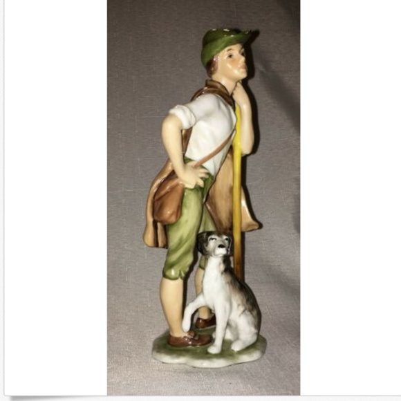 AK Kaiser Handpainted Porcelain Figurine Man Dog - Picture 2 of 8